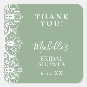 Étiquettes de faveur de mariage en dentelle vert s