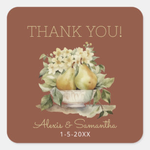 Étiquettes de Faveur de Mariage Marron et Vert Par