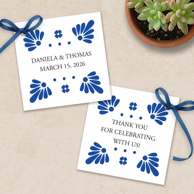 Étiquettes de faveur de mariage Talavera mexicain (Talavera Mexican Wedding Favor Tags by Fiesta Valley Print)