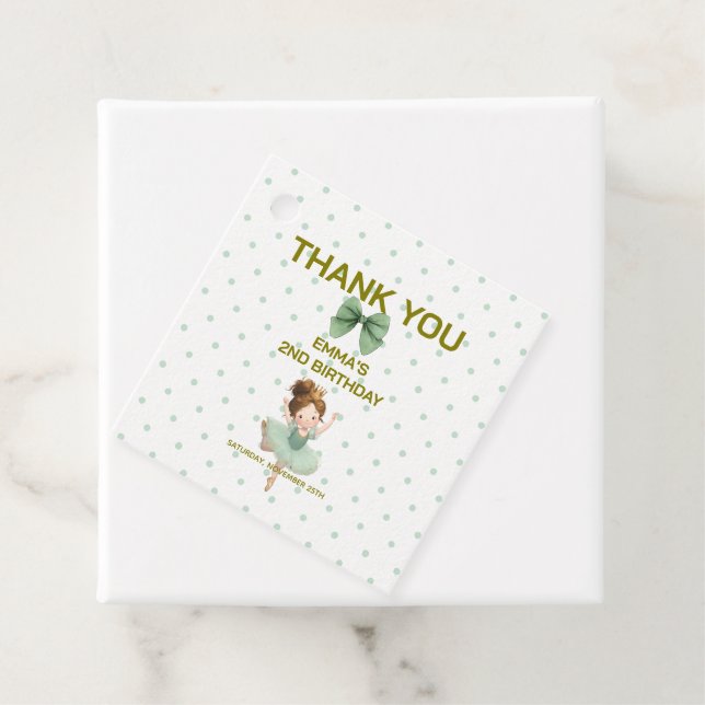 Étiquettes de Faveur de Petite Princesse Vert Ment (En situation)