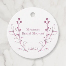 Étiquettes de faveur de vignes et fleurs roses