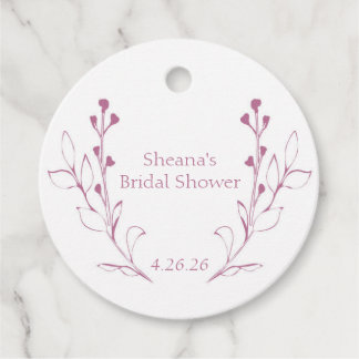 Étiquettes de faveur de vignes et fleurs roses