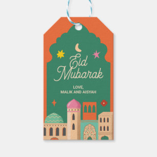 Étiquettes de faveur Eid Mubarak Voûtes dessinée