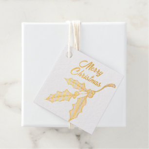 Étiquettes de faveur en feuille de houx de Noël
