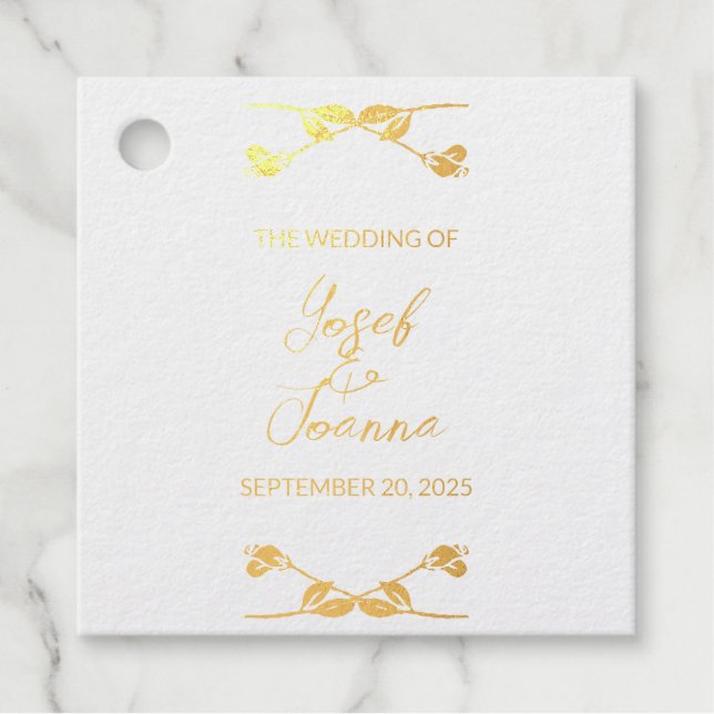 Étiquettes de faveur en feuille pour mariage (Devant)