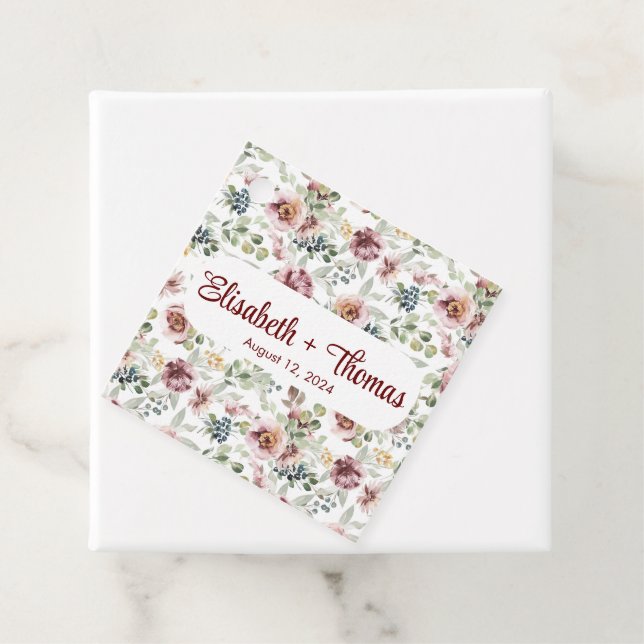 Étiquettes de faveur florales pastel romantiques p (En situation)