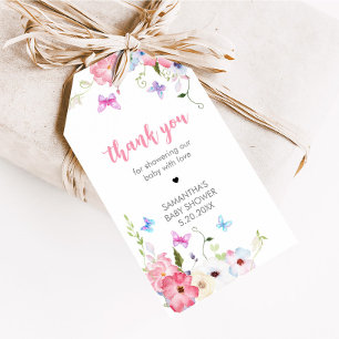 Étiquettes de Faveurs de Baby Shower Papillon Flor