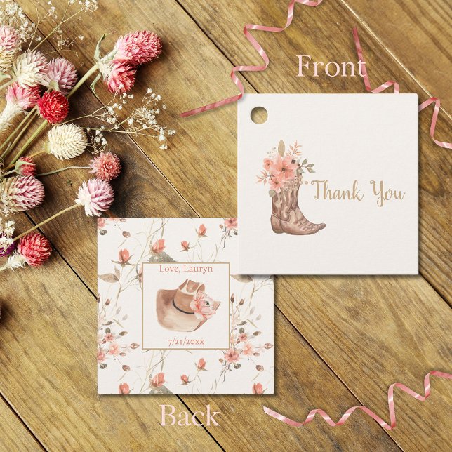 Étiquettes de Faveurs de Mariage Florales Élégante (Elegant Floral Cowgirl Bridal Shower Favor Tags)