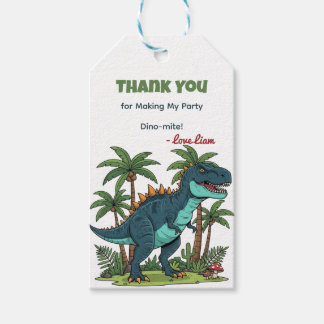 Étiquettes de fête d'anniversaire de dinosaures