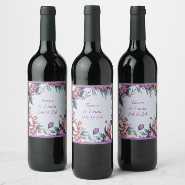 Étiquettes de fleurs d'aquarelle serène (Bouteilles)