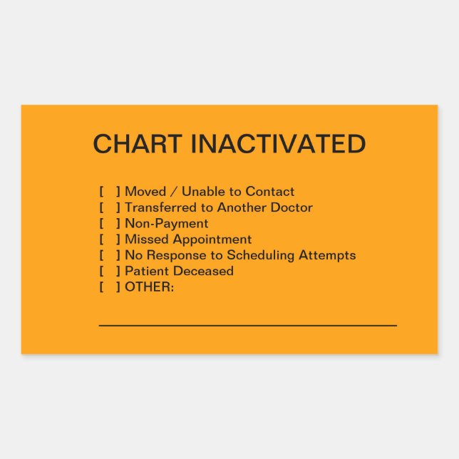 Étiquettes de graphique Médicale inactivés (orange (Devant)
