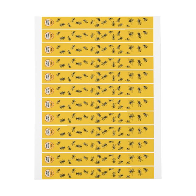 Étiquettes de jarres de miel jaune à l'épreuve de  (Feuille)