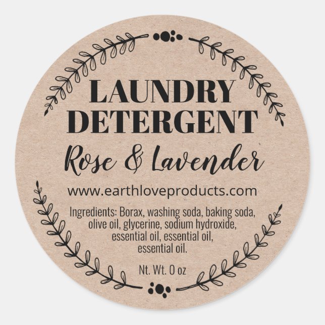 Étiquettes de lave-linge biologique maison Kraft (Devant)