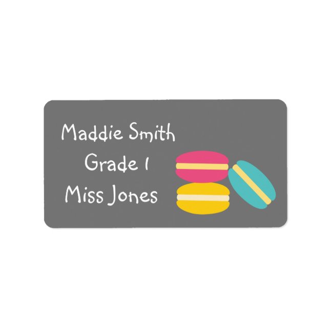Étiquettes de livre macarons mignons noms mignons (Devant)