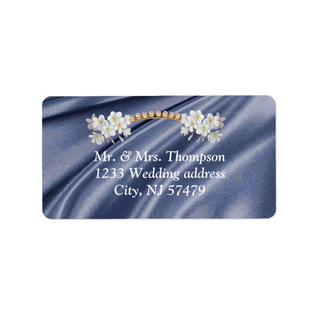 Étiquettes de mariage bleu, ivoire, vert, soie or  (Devant)