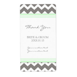 Étiquettes de mariage Chevron à la menthe grise