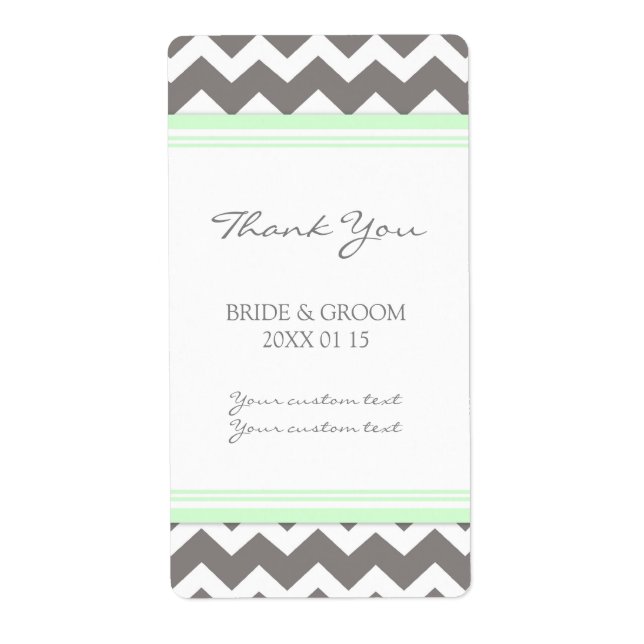 Étiquettes de mariage Chevron à la menthe grise (Devant)