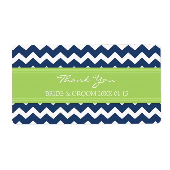 Étiquettes de mariage Chevron Lime Bleue (Devant)