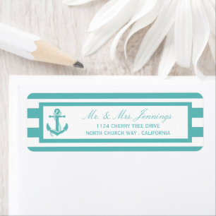 Étiquettes de mariage d'Ancre de bande turquoise m