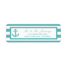 Étiquettes de mariage d'Ancre de bande turquoise m