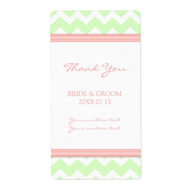 Étiquettes de mariage de Mint Coral Chevron (Devant)