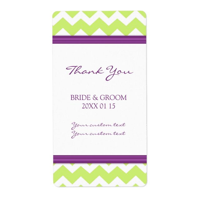 Étiquettes de mariage de Plum Lime Chevron (Devant)