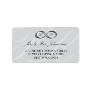 Étiquettes de mariage d'infinité en platine argent