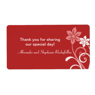 Étiquettes De Mariage Dramatiques Florales, Rouge