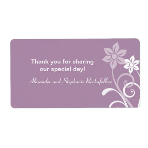 Étiquettes De Mariage Dramatiques Florales, Violet