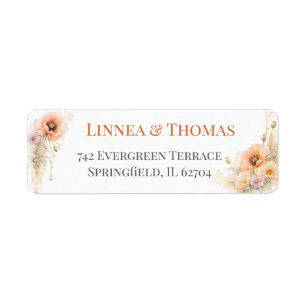 Étiquettes de mariage élégantes Poppy Blush Soft