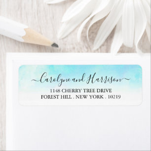 Étiquettes de mariage en aquarelle Ombre - Bleu