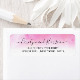 Étiquettes de mariage en aquarelle Ombre - rose