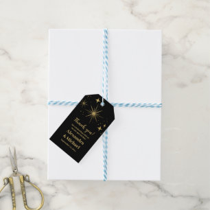 Étiquettes de mariage étoiles célestes en or noir