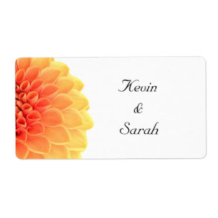 Étiquettes de mariage floral orange