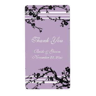 Étiquettes de mariage florales pourpres