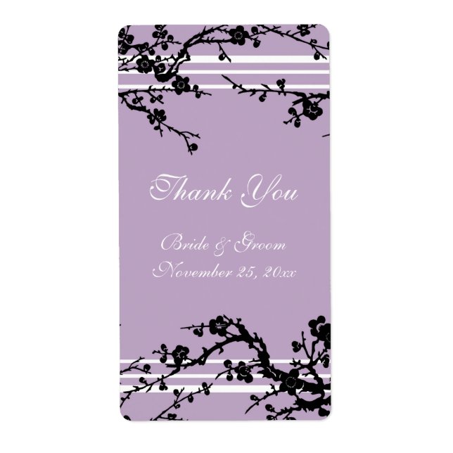 Étiquettes de mariage florales pourpres (Devant)