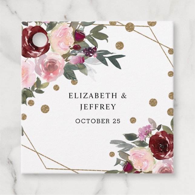 Étiquettes de mariage géométriques avec paillettes (Devant)
