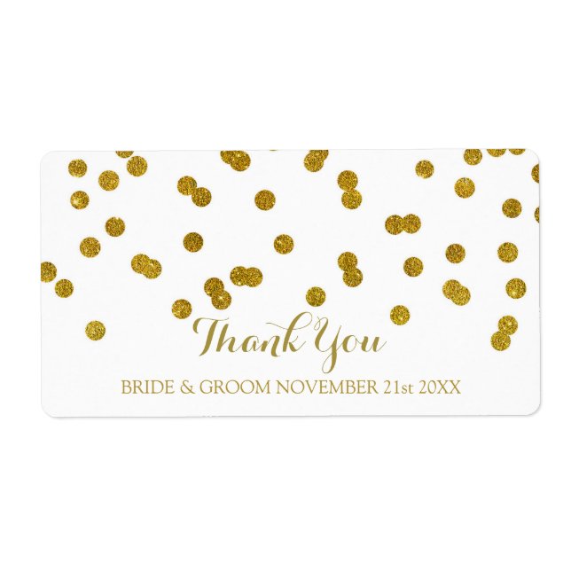 Étiquettes de mariage Gold Confetti (Devant)