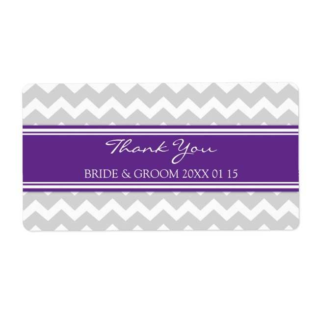 Étiquettes de mariage Grey Plum Chevron (Devant)