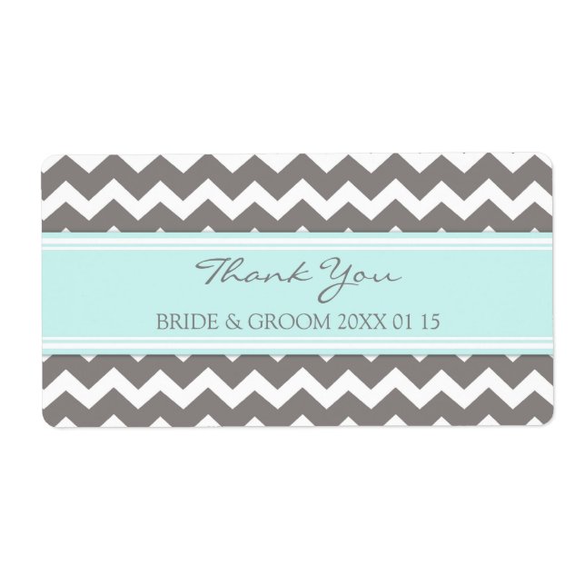Étiquettes de mariage gris bleu Chevron (Devant)