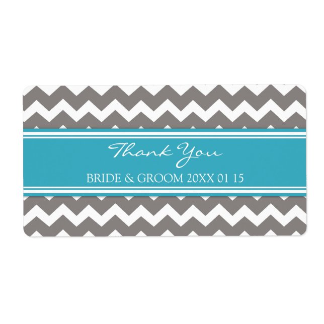 Étiquettes de mariage gris bleu Chevron (Devant)