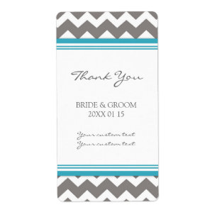 Étiquettes de mariage gris bleu Chevron