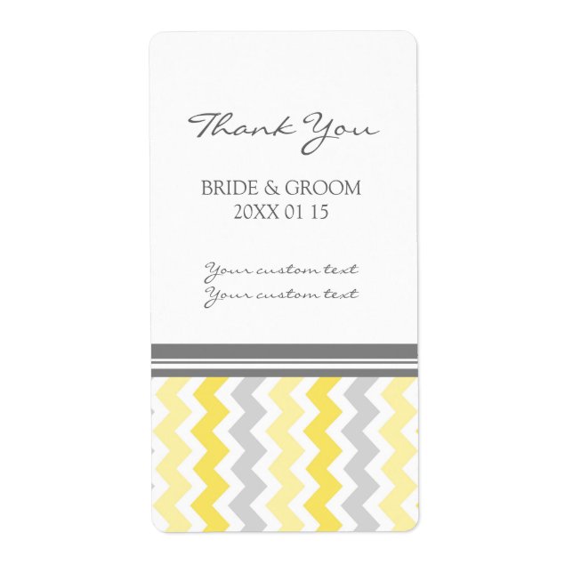 Étiquettes de mariage gris-jaune Chevron (Devant)
