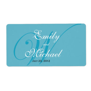 Étiquettes de mariage Monogramme - Turquoise
