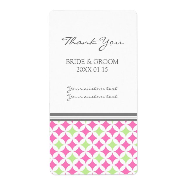 Étiquettes de mariage Motif rose gris (Devant)