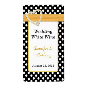 Étiquettes de mariage noir et blanc à points Polka
