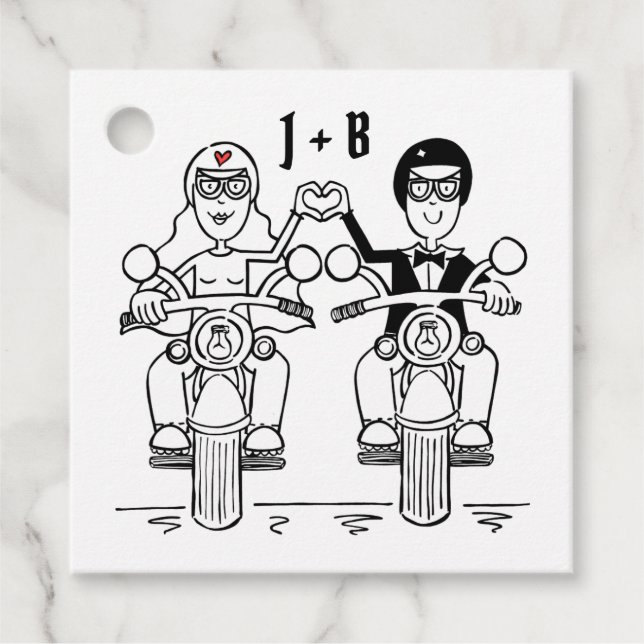 Étiquettes de mariage personnalisées pour motards (Devant)
