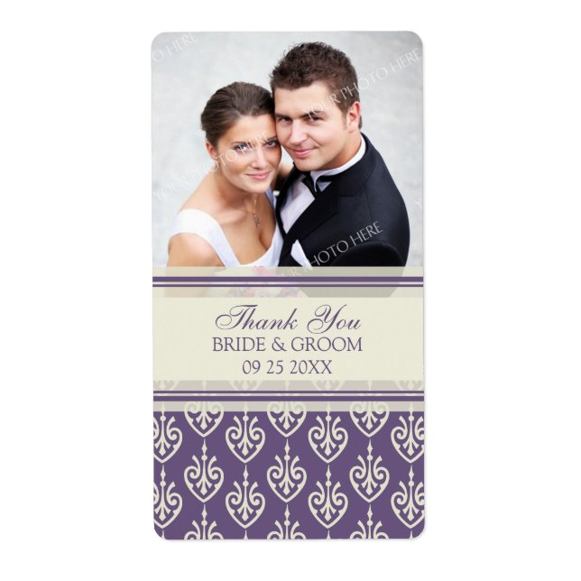 Étiquettes de mariage photo Motif de crème de prun (Devant)