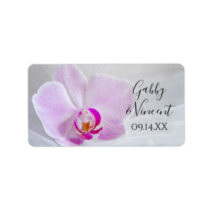 Étiquettes de mariage pour orchidée rose et voile