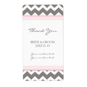 Étiquettes de mariage rose gris Chevron